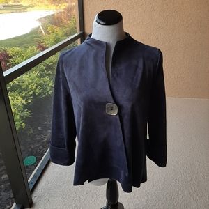 IC by Connie K blue asymmetrical one button jacket